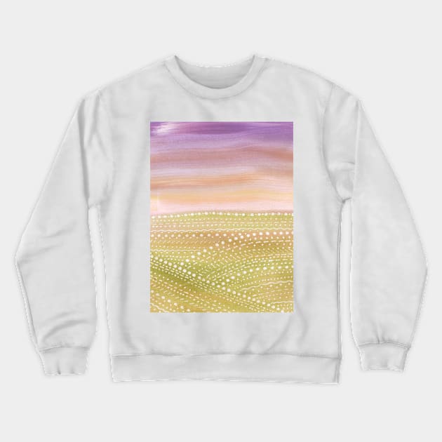 Purple and green abstract landscape Crewneck Sweatshirt by WhalesWay